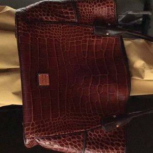 Beautiful brown/organ getting burnt large purse